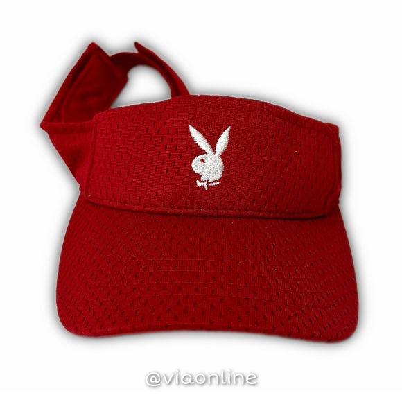 PLAYBOY Accessories Red Playboy Jersey Mesh Visor Hat Bunny Logo